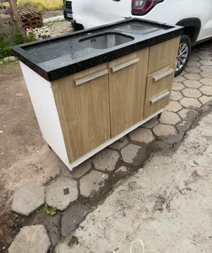 Balcão pia cozinha com cuba de mármore