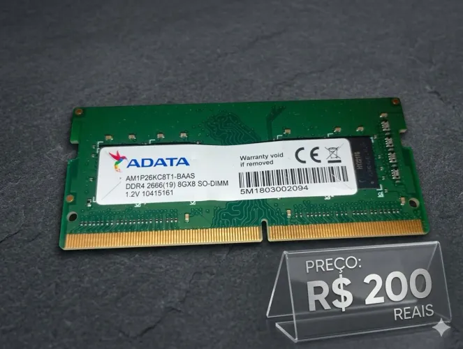Memória RAM Notebook ADATA 8GB DDR4 2666MHz (Original)
