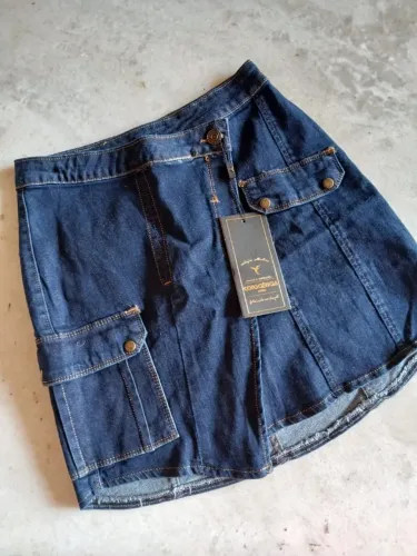 Saia jeans transpassada