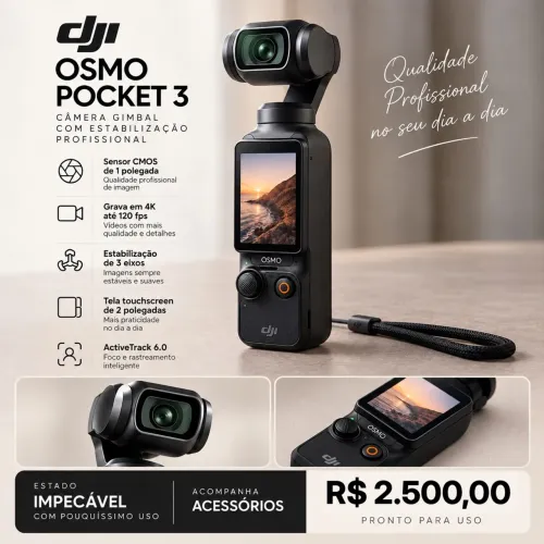 DJI Osmo Pocket 3 4K - Câmera Gimbal Profissional