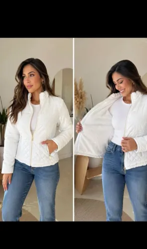 Jaqueta Puffer Branca c Capuz