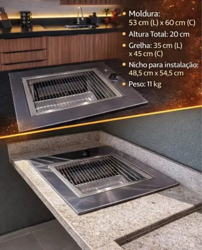 CHURRASQUEIRA DE EMBUTIR A GÁS 