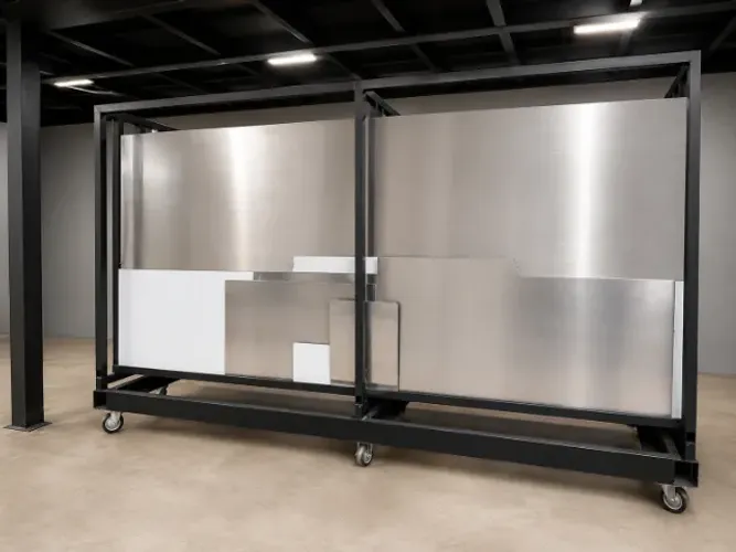 Rack Porta-Chapas Industrial 10 Compartimentos c/ Rodízios