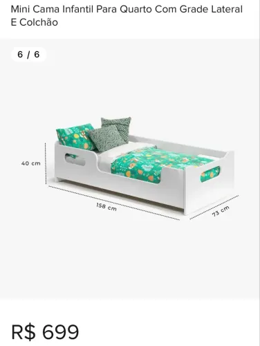 Mini cama infantil com colchão 