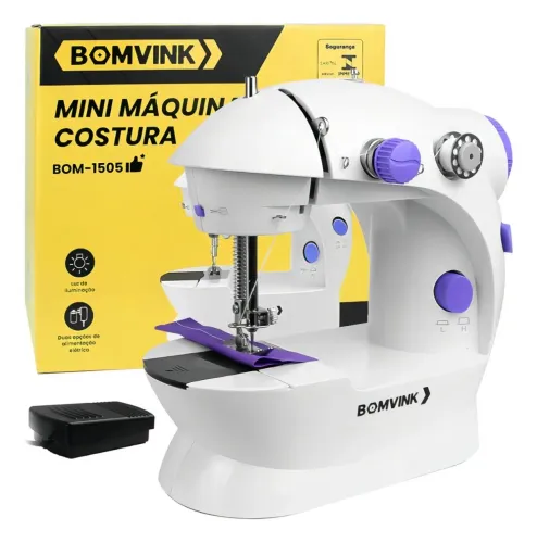Mini Máquina de Costura Portátil Elétrica BOMVINK BOM-1505 Tecidos Leves