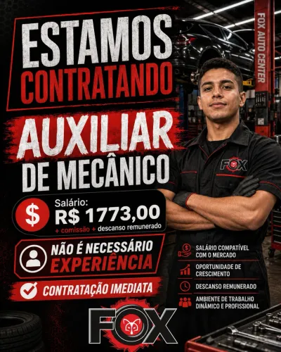 Aux de mecânico sem experiência necessária