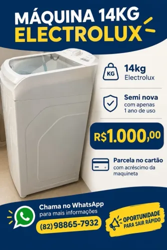 Máquina 14kg Electrolux; Semi nova com apenas 1 ano de uso