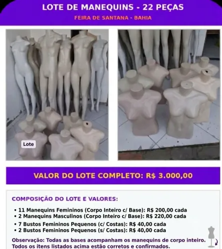 Lote Exclusivo de Manequins - Coleção Completa (22 peças) ou avulso