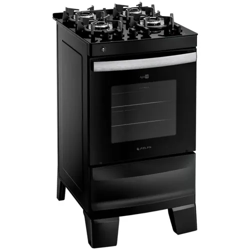 Fogão 4 Bocas Preto com Mesa de Vidro Atlas Agile Up Bivolt - MENOS DE 1 ANO DE USO!