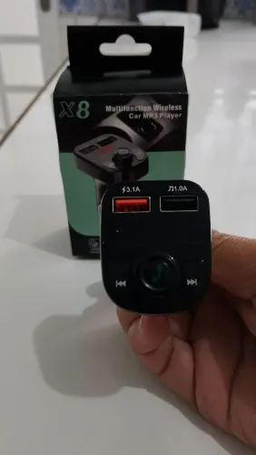 Transmissor Bluetooth X8 - Carregador Veicular Duplo USB e Viva-voz
