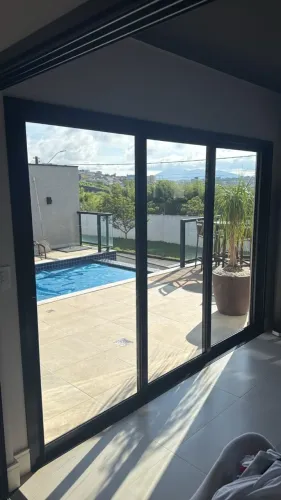 Porta Balcão 3 Folhas Móveis Alumínio Preto 2.92 X 2.07