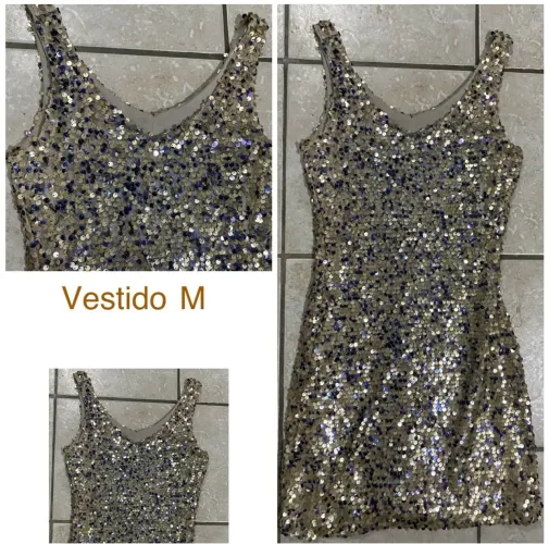 Vestido tubinho M com lantejoulas