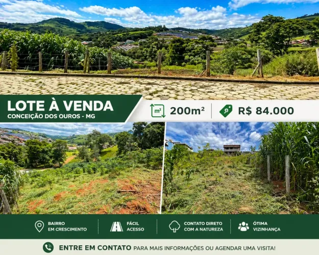Lote em Conceição dos ouros excelente para construir