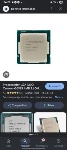 Processador Celeron 5925g 2019( tempo de uso 5 meses)s
