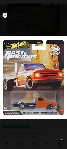 Hotwheels Chevy Custom C10 Fast & Furious 25 anos