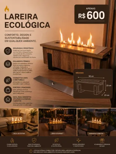 Lareira Ecológica Premium Inox 304
