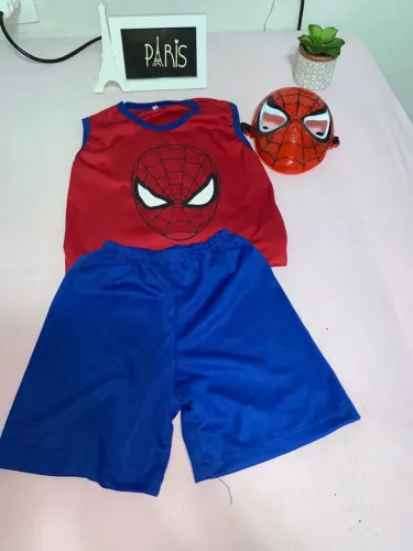 Conjunto de Roupa de Spiderman + Camisa com Capa de Superman - Para Crianças 