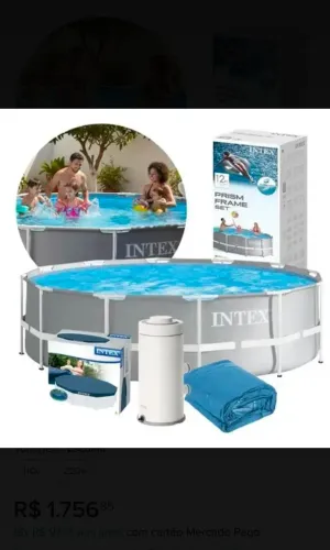 Piscina Intex 6.500 Litros Completa, com bomba, aspirador, capa e forro(Usada).