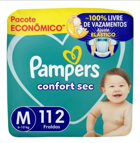 Fralda Pampers Confort Sec Tamanho M 112 Unidades Médio (m) Sem Gênero