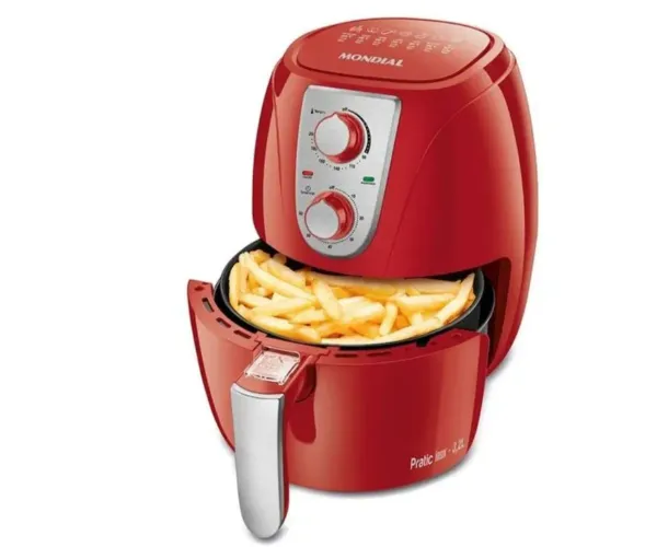 Fritadeira Sem Óleo Air Fryer 3,2L Mondial Vermelho e Inox 1500W AF-34-R 220V