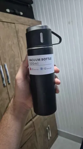 Térmica de alumínio 500ml + copo alumínio