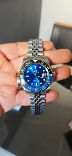 Relógio Corgeut GMT Movimento Suíço Honda 515 cristal safira aço 316 l