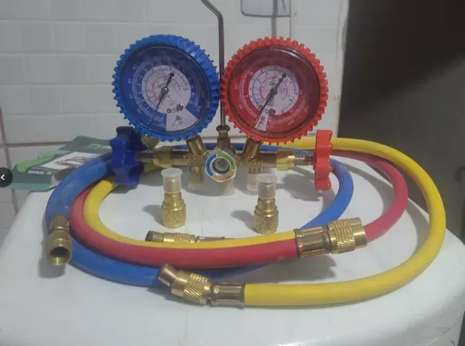 Conjunto De Manifold Vulkan Lokring HULTER VLCT-636G R22 R134a R404a + 2 Adaptador R410a