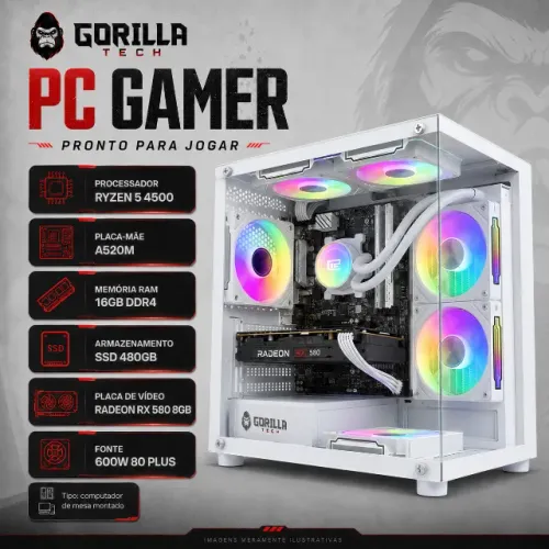 PC Gamer Ryzen 5 4500, 16 GBs, RX 580