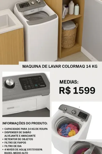 Máquina de lavar Colormaq 14kg nova na caixa 