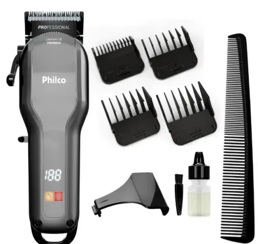Máquina de Cortar Cabelo Philco 8 Acessórios 10W carregamento rápido - Bivolt