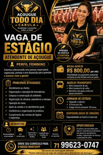 Vaga estagio no setor comercial