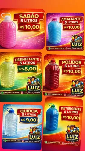 Vários produtos de limpeza 5 Litros