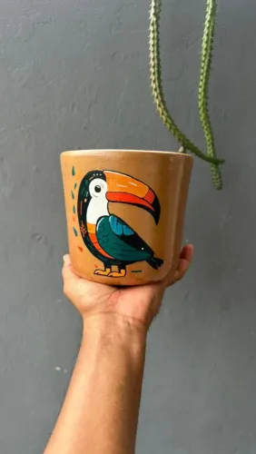 VASO DE CERÂMICA DECORADO 