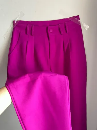 Calça Pantalona Rosa Fúcsia -Alfaiataria