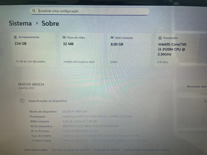 Notebook Toshiba Satélite L855-S5405