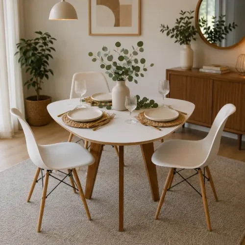 Mesa Jantar Orgânica 3 Lugares 80cm Pé Palito Sem Cadeiras