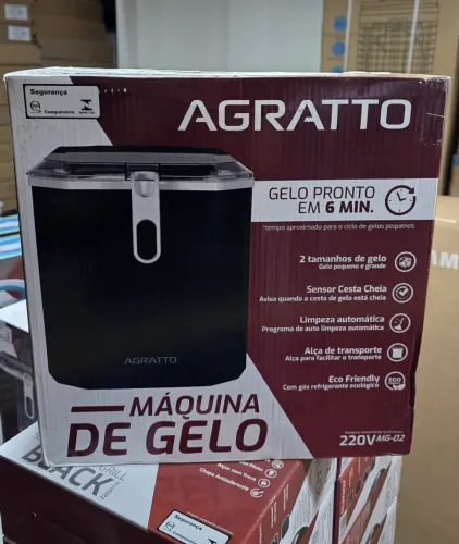 Máquina de gelo agratto 100W com gás refrigerado 12KG nova lacrada