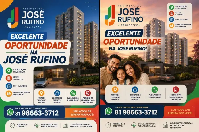 Apartamento minha casa minha vida com Varanda em na josé rufino 2 quartos em Barro - Reci