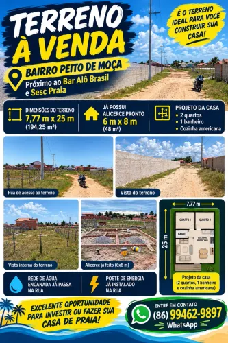 Terreno na praia do peito de moça Luís Correia