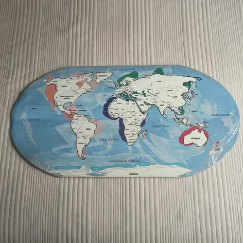 Painel metálico Mapa-Múndi