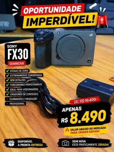 Câmera Sony FX30 Cinema Line 4K Semi Nova ? Estado de Zero