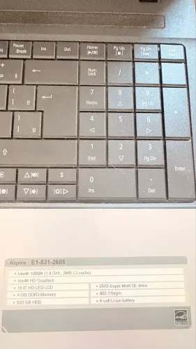 NOTEBOOK ACER E1-531-2608 DUAL CORE ( INTEL CELERON / 4GB / 500GB
