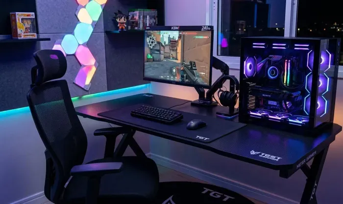 Setup gamer, mesa, cadeira, Pc e periféricos