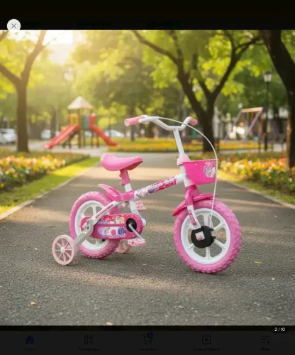 Bicicleta Infantil Rosa Pink Baby Princes Aro 12 c/ rodinhas, montada p/ dia das crianças