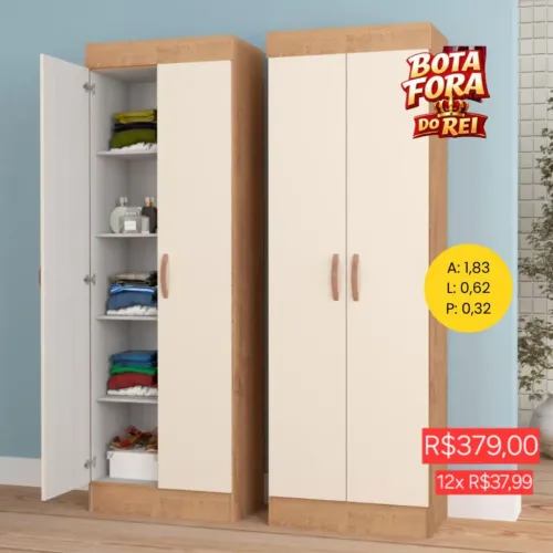 PROMOÇÃO URGENTE - Roupeiro Multi Uso Uruguai Bege apenas 12x de R$37,90