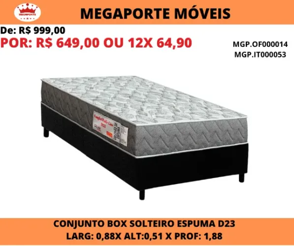 Conjunto Box Solteiro Espuma D23