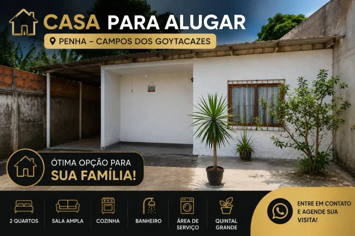 ? CASA INDEPENDENTE PARA ALUGAR - BNH/PENHA - CAMPOS DOS GOYTACAZES