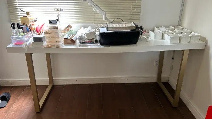 Mesa escritório madeira maciça branca