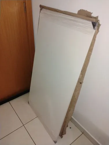 Tampo (chapa) de MDF 110x60x1,5 cm toda fitada na cor branca 