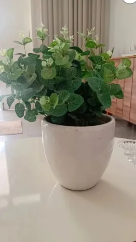 Vaso Porcelana com Folhagem Artificial 35x22cm